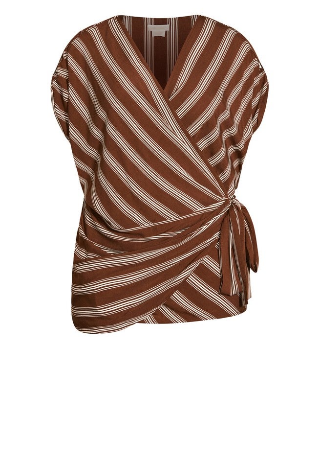 Stripe Wrap Top - clove, BROWN, alternate image number null