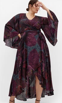 Evangeline Orchid Print Wrap Maxi Dress