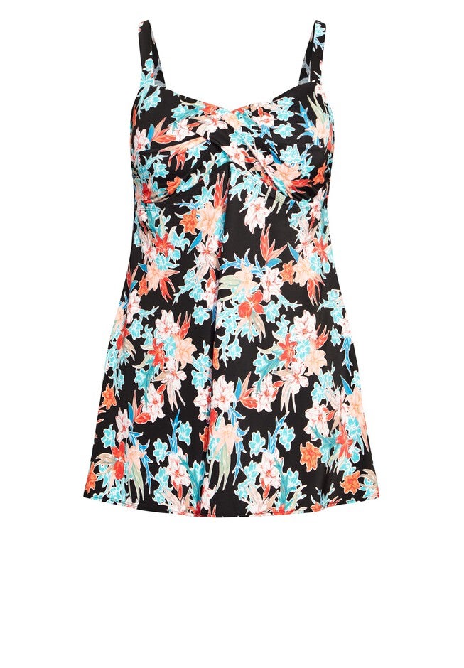 Twist Print Swim Dress, LA PALMA FLORAL, alternate image number null