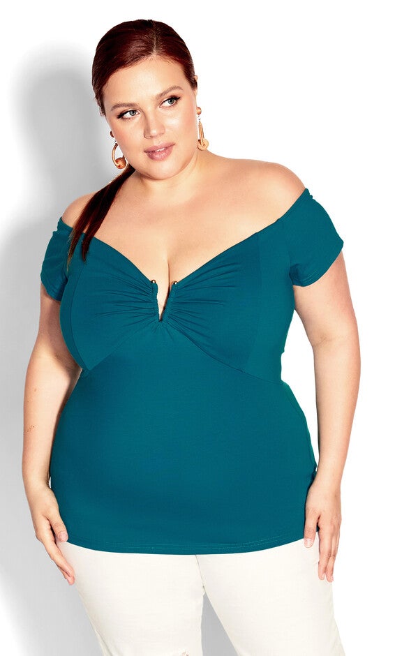 Island Off Shoulder Top - harbour blue, BLUE, hi-res image number null