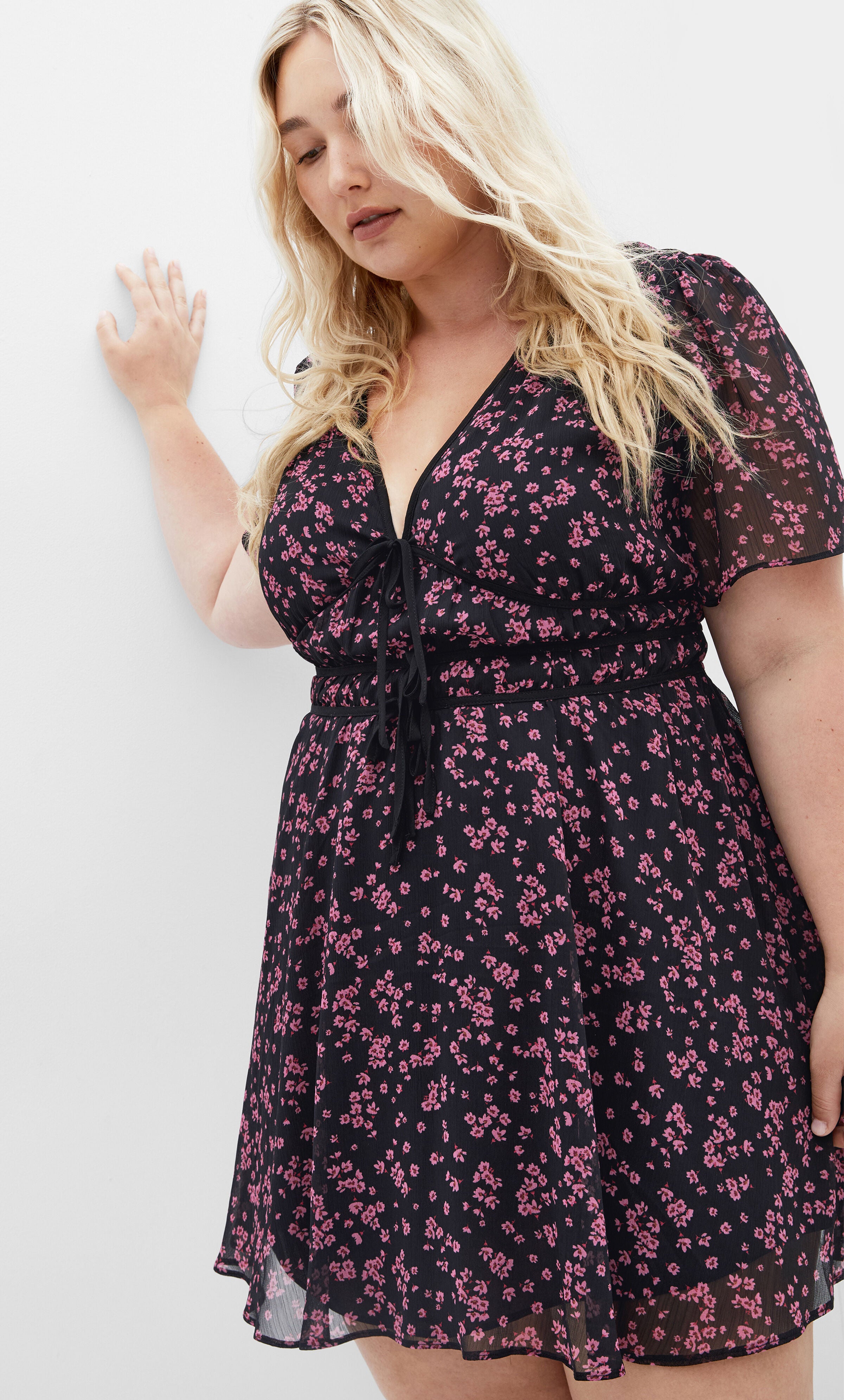 Carrie Print Dress - cherry, PINK, hi-res image number 0