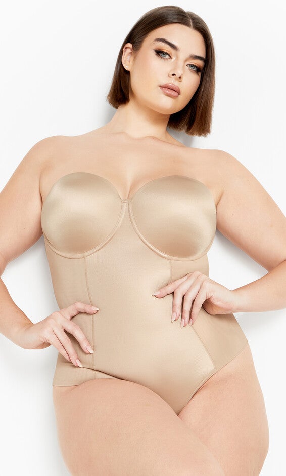 Smooth & Chic Strapless Bodysuit - latte, BROWN, alternate image number null