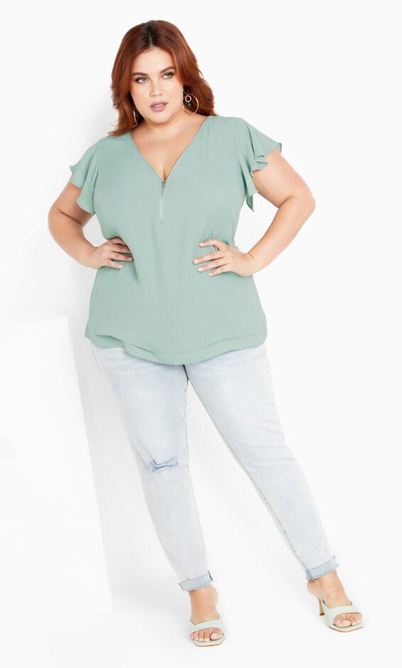 Zip Fling Top - seafoam, GREEN, alternate image number 2
