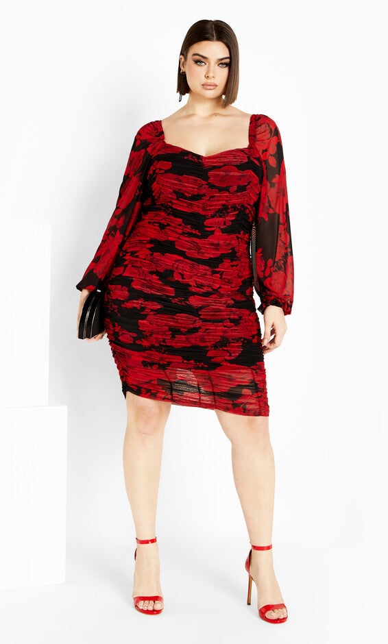 Alia Print Dress - black, ROSE PRINT, alternate image number 3