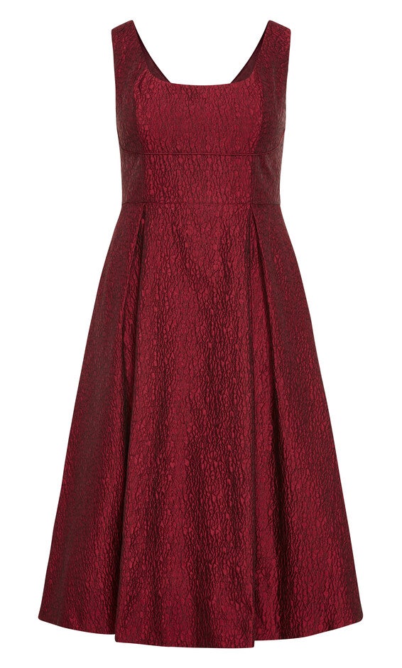 Estella Square Neck Midi Dress - love red, RED, alternate image number 4