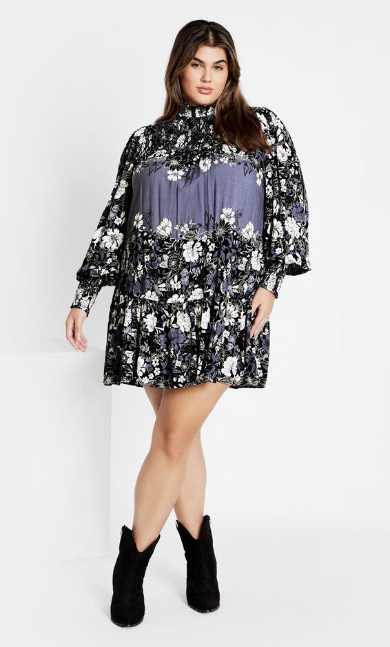 Cassia Placement Dress - blue, BLUE FLORAL PLC, hi-res image number null