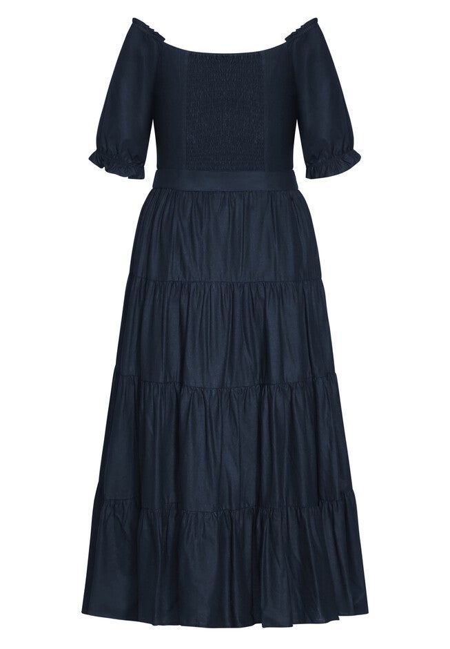 Puff Sleeve Maxi Dress - navy, BLUE, alternate image number 4