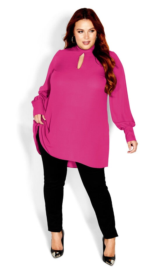 Neck Tie Tunic - sangria, SANGRIA, alternate image number null