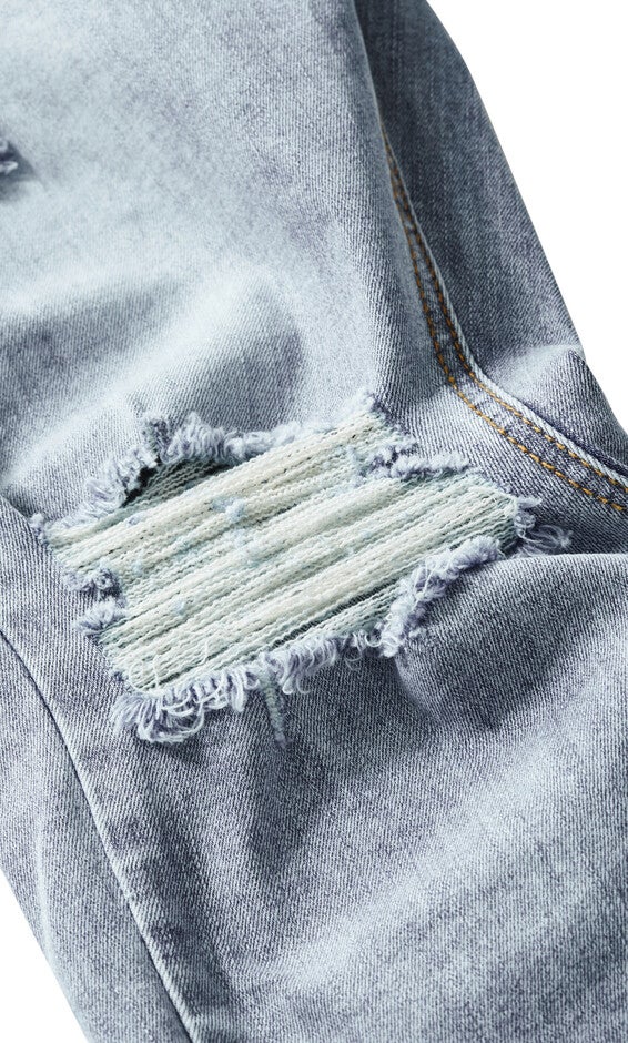 Asha Jojo Distressed Detail Crop Jean - mid denim, MID, alternate image number 5