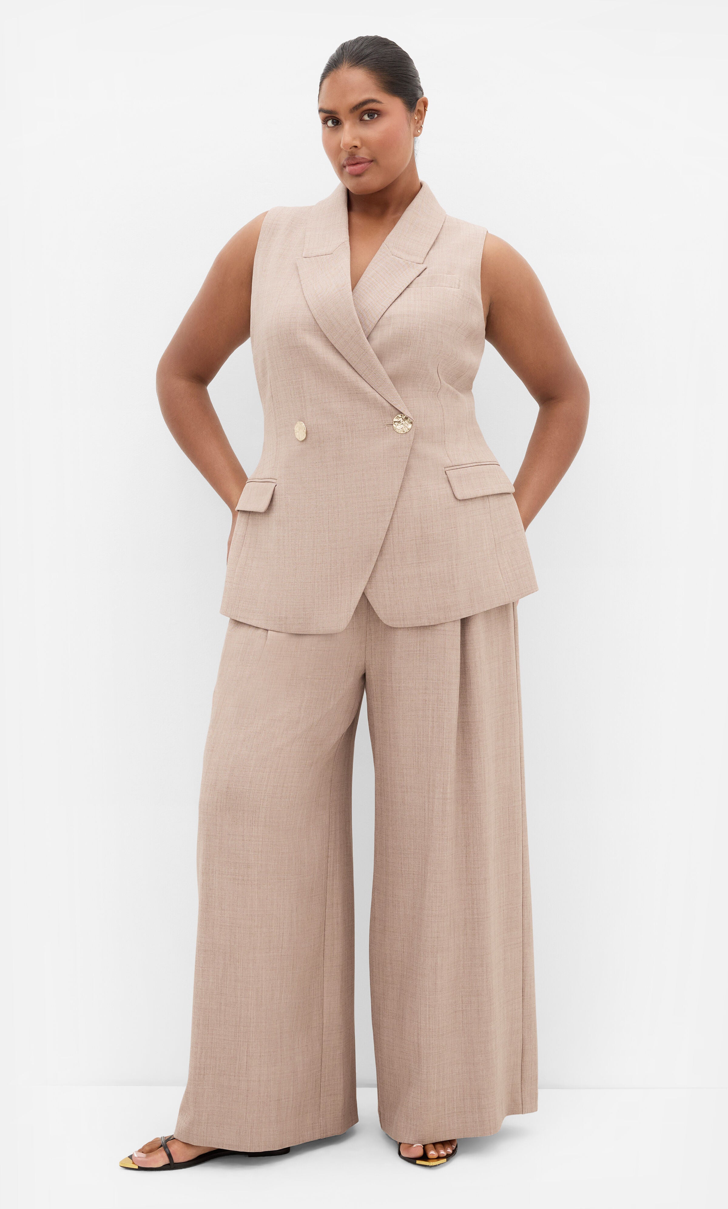 Luci Wide Leg Pant, BEIGE, hi-res image number 0