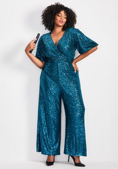 Nada Sequin Puff Sleeve Jumpsuit