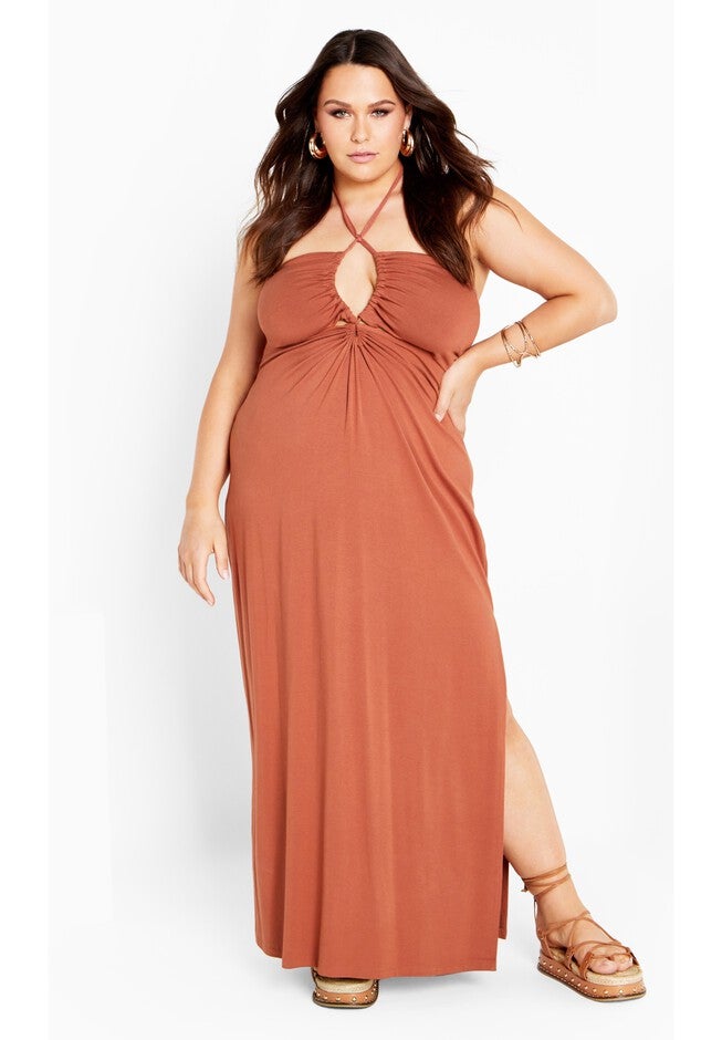 Miley Maxi Dress - tan, BROWN, on-hover image number 1