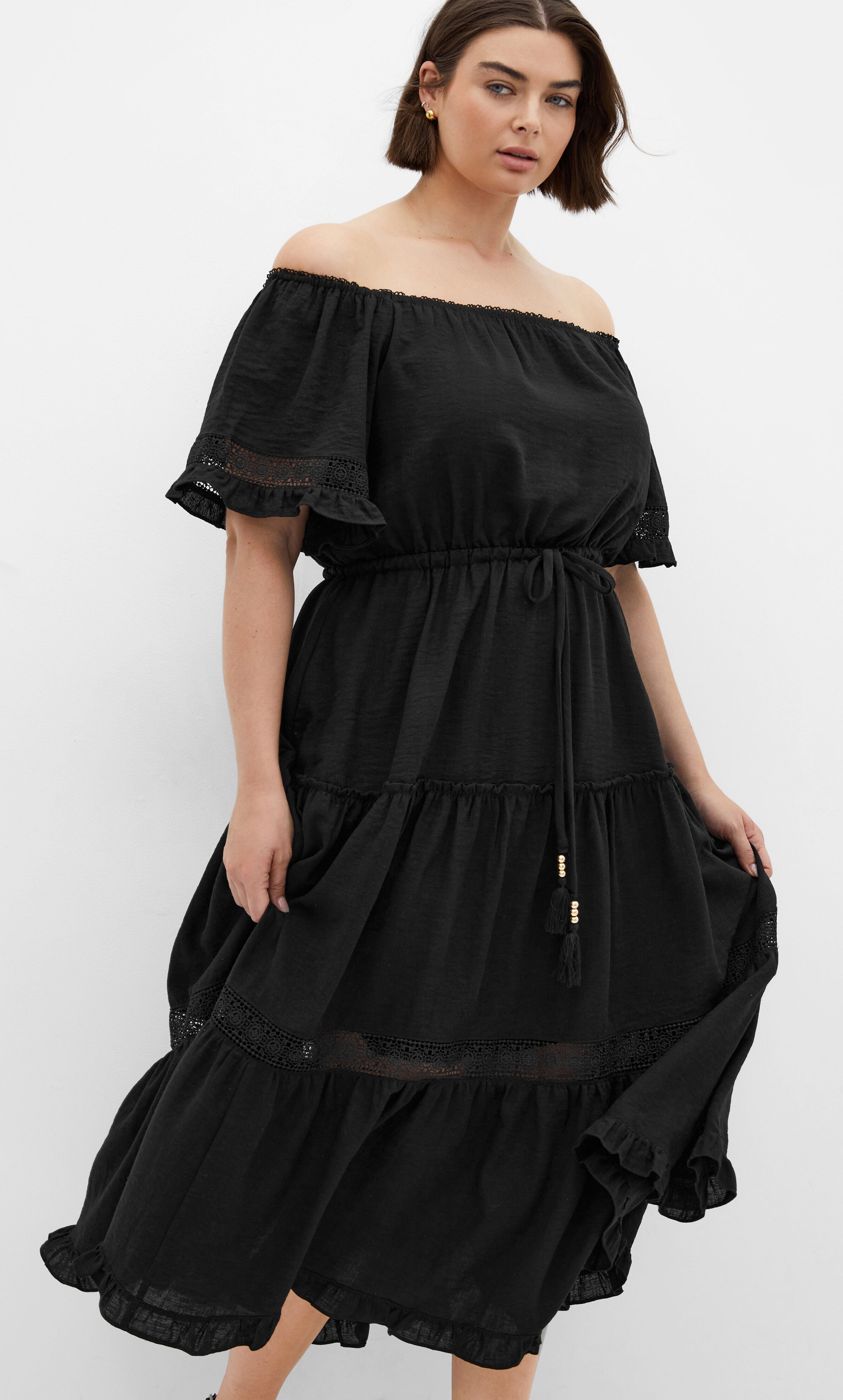 Angel Midi Dress - black, BLACK, alternate image number 3
