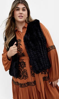 Eve Faux Fur Vest - black