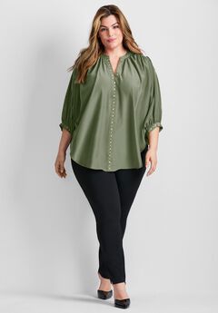 Studded Blouson Sleeve Blouse