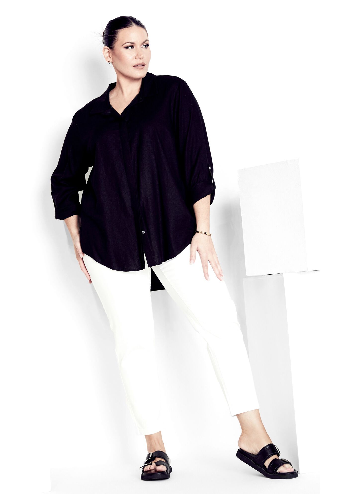 Butter Denim Pull-On High Rise Jean, WHITE, on-hover image number 1