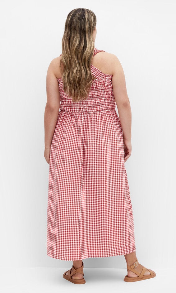 Cute Gingham Maxi Dress - red, RED, alternate image number 2