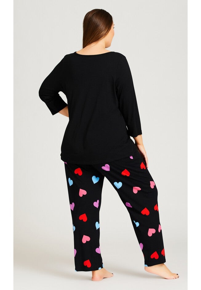 Heart Print Top, BLACK, alternate image number 4