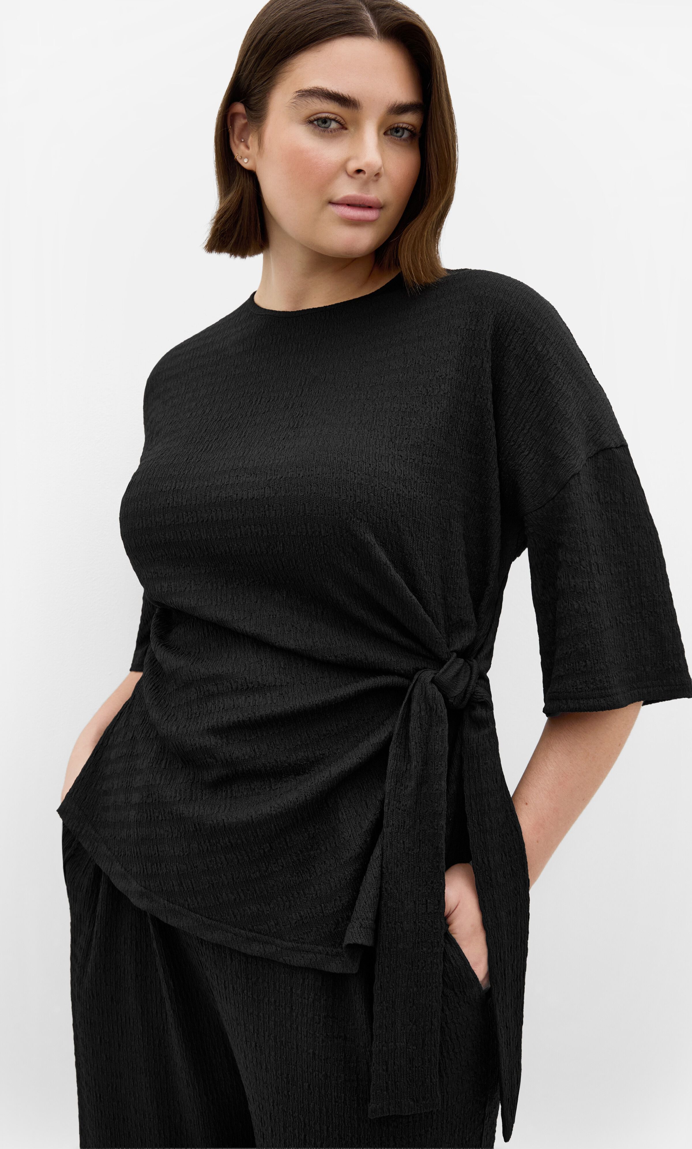 Brianna Side Tie Top, BLACK, hi-res image number 0