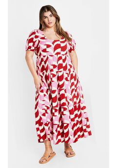 Mila Print Dress - pink