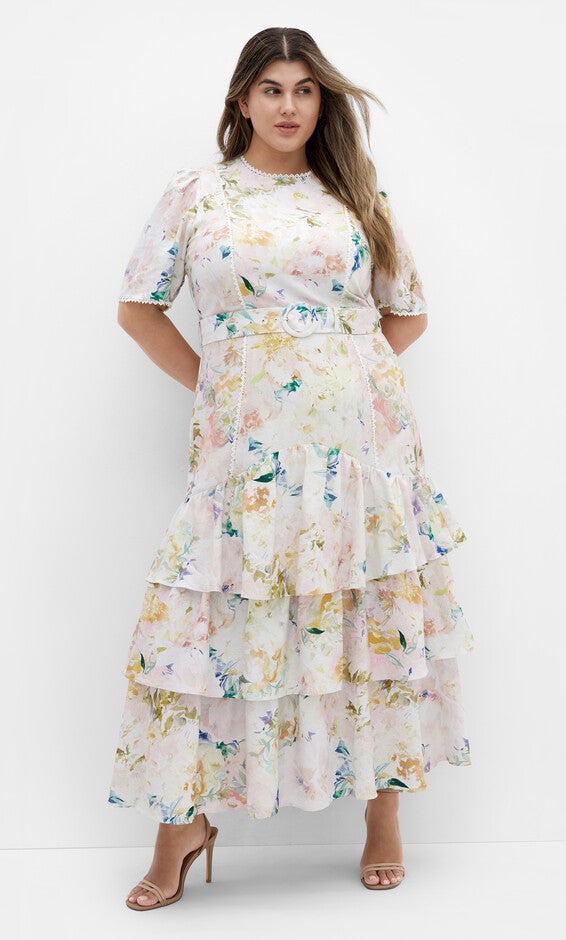 Garden Of Love Linen Maxi Dress - pout, CREAM, hi-res image number 0