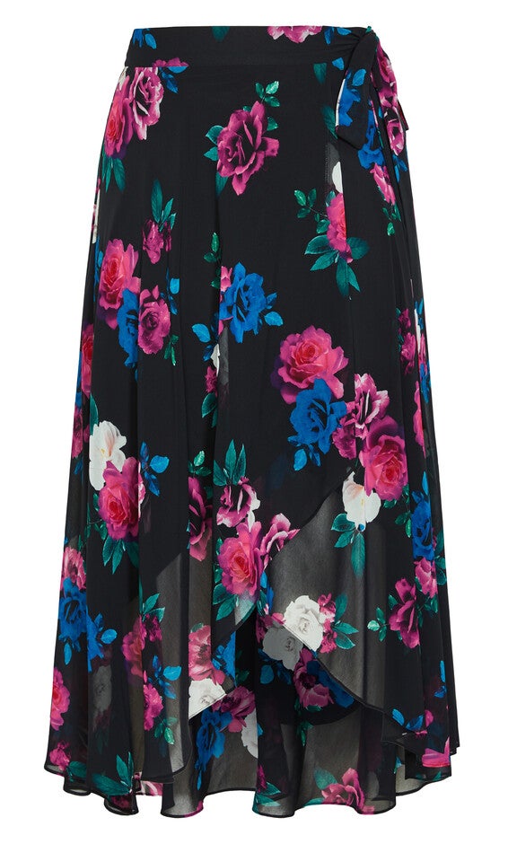 Michaela Print Skirt - black, BLACK, alternate image number null