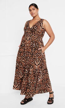 Amara Print Maxi Dress - marsala