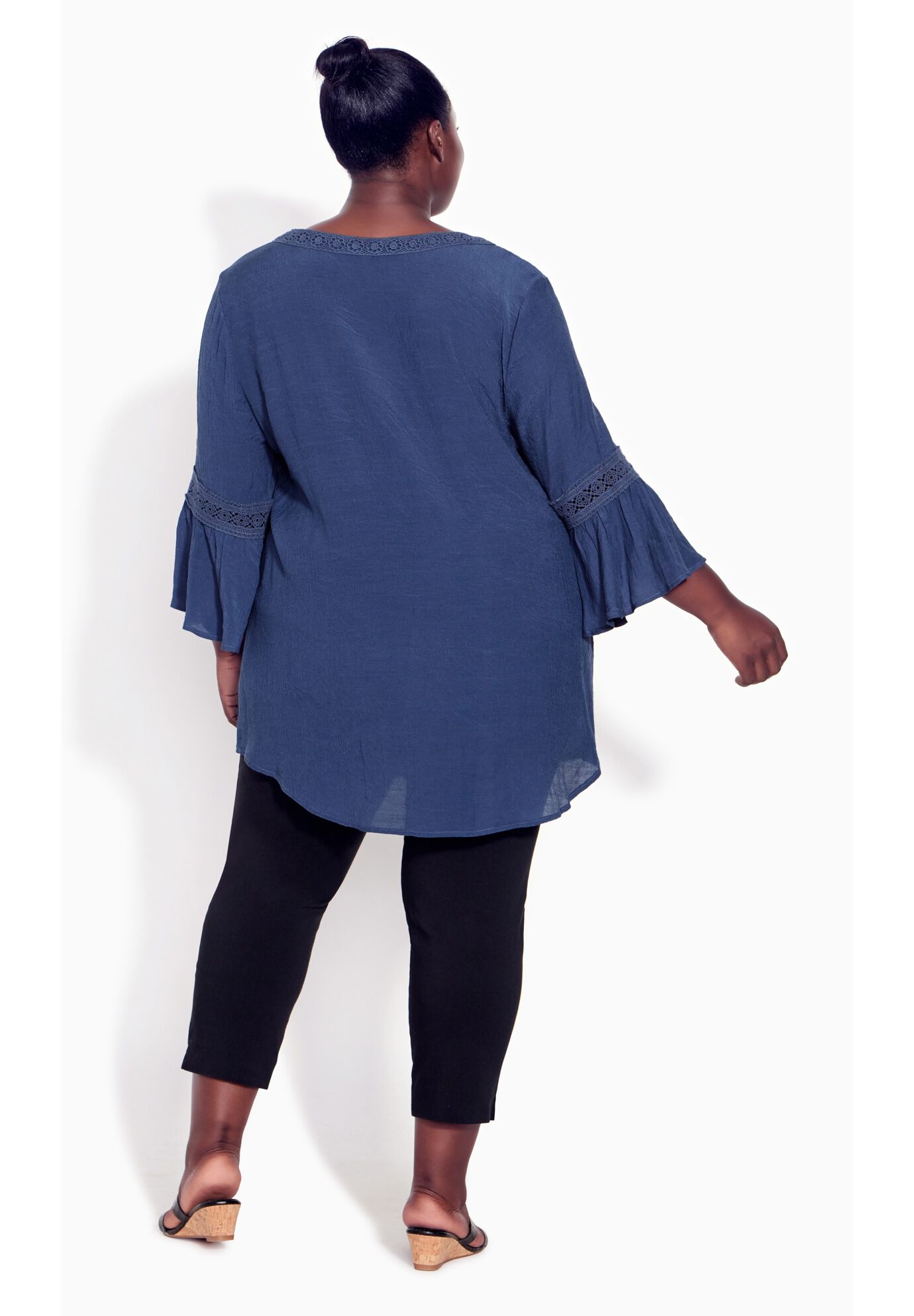 Pleat Lace Tunic, NAVY, alternate image number 4