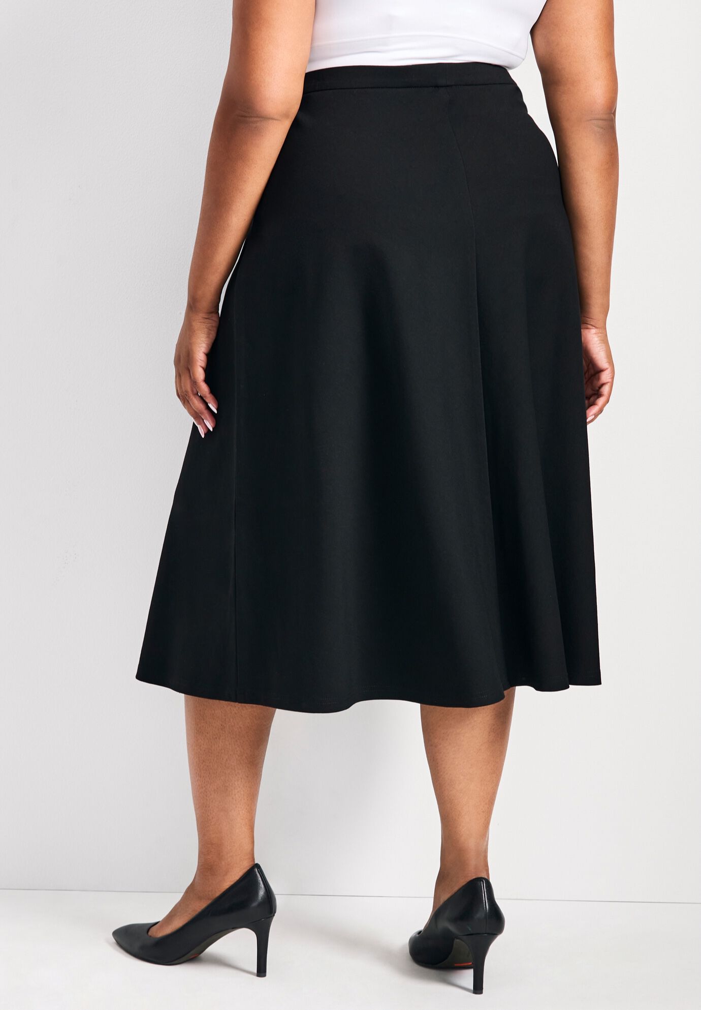 Jada Ponte Swing Skirt, BLACK, alternate image number 2