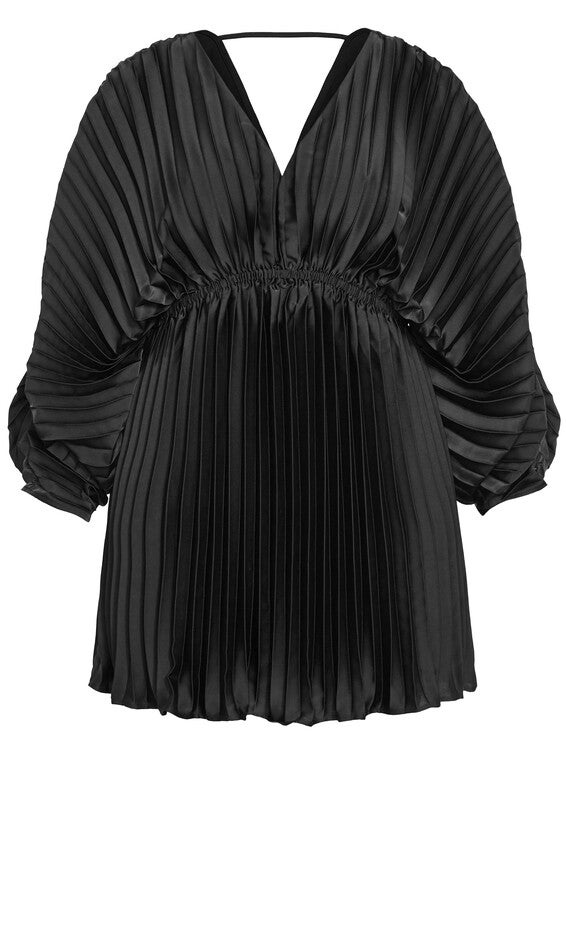 Chloe Accordion Sleeve Pleat Dress - black, BLACK, alternate image number null
