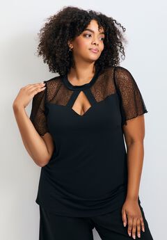 Lacey Flutter Sleeve Lace Top