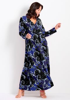 Faux Wrap Flare Maxi Dress