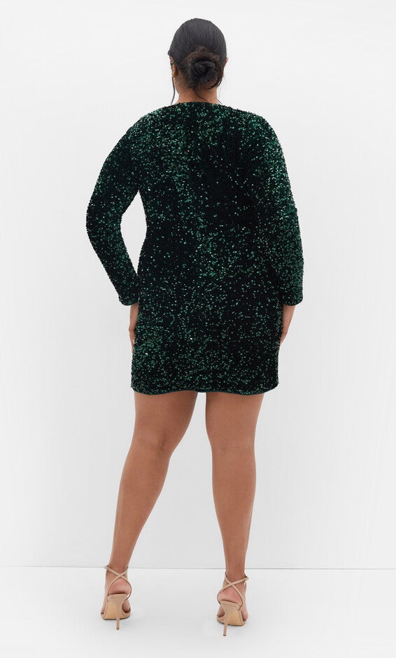 Sequin Eclipse Dress - emerald, GREEN, alternate image number 2