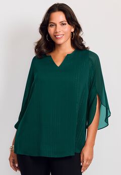 Lurex Stripe Tulip Sleeve Blouse