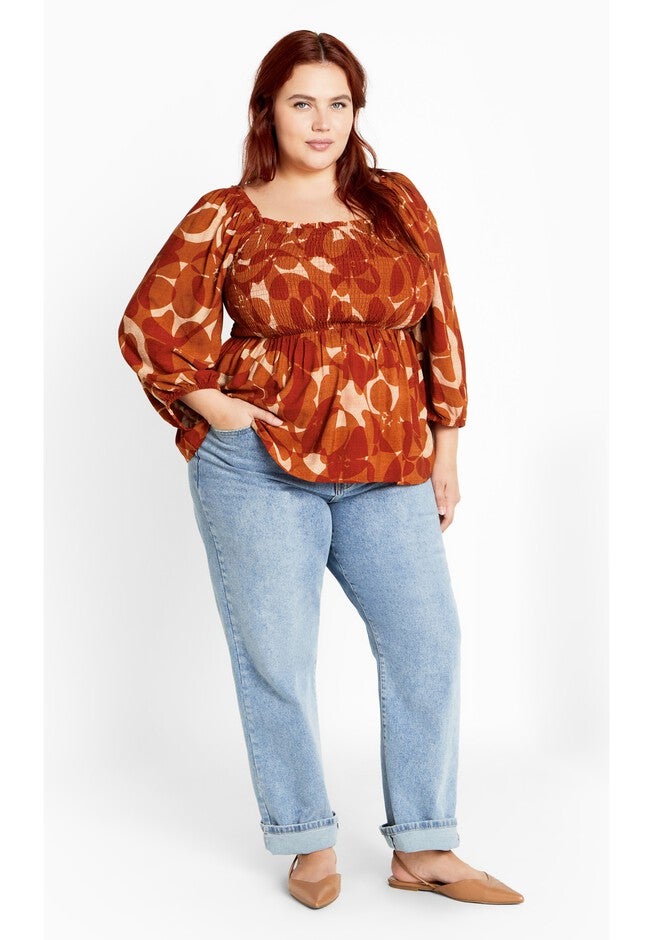 Poppy Print Top - amber, AMBER, on-hover image number null