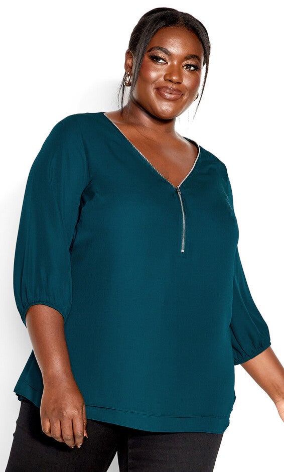 Sexy Fling Elbow Sleeve Top - jade, GREEN, alternate image number 3