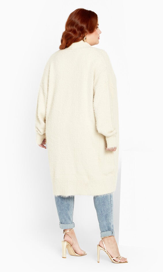 Fluffy Cardigan - Cream, BEIGE, alternate image number null