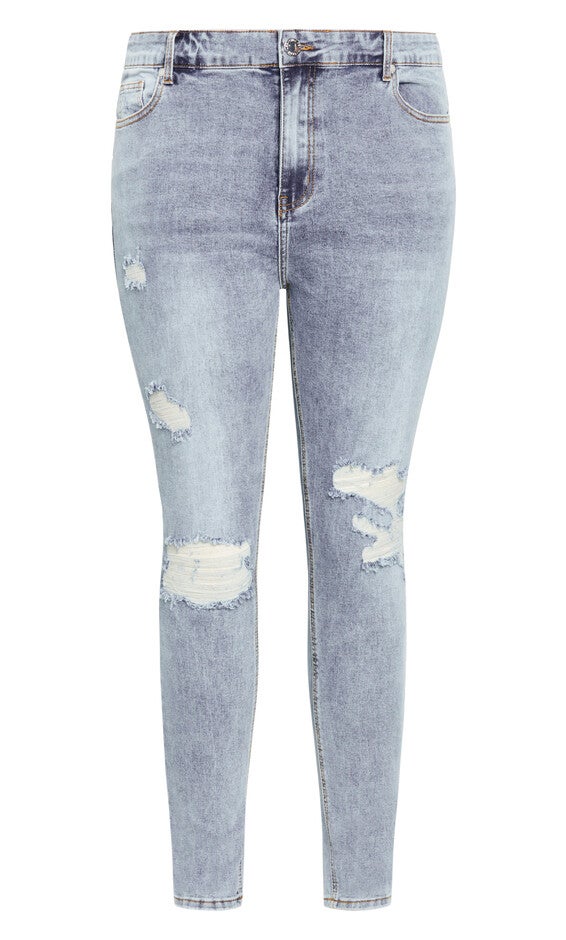 Asha Jojo Distressed Detail Crop Jean - mid denim, MID, alternate image number 3
