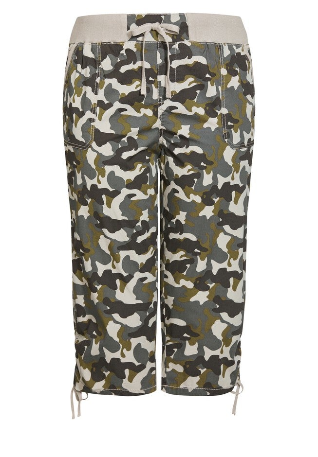 Cotton Cinch Print Capri, CAMO, alternate image number null