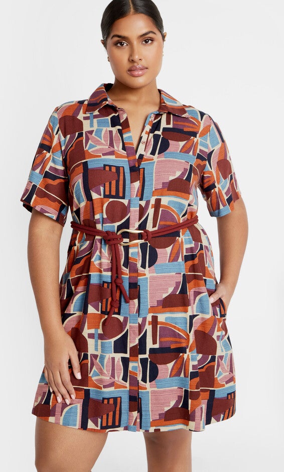 Amara Print Dress - brown, LA PALMA, alternate image number null