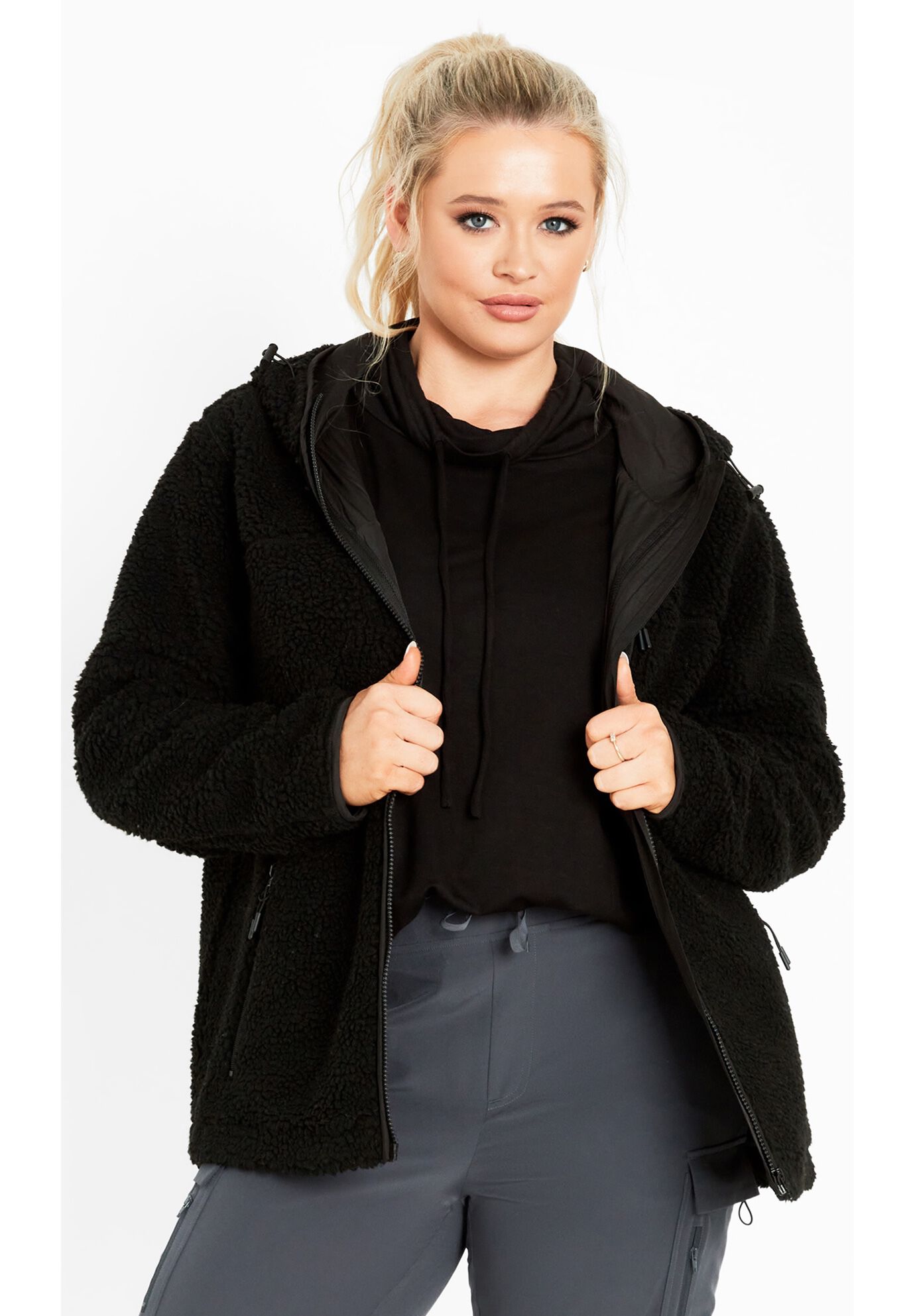 Kyla Fleece Zip Front Jacket | Dia & Co