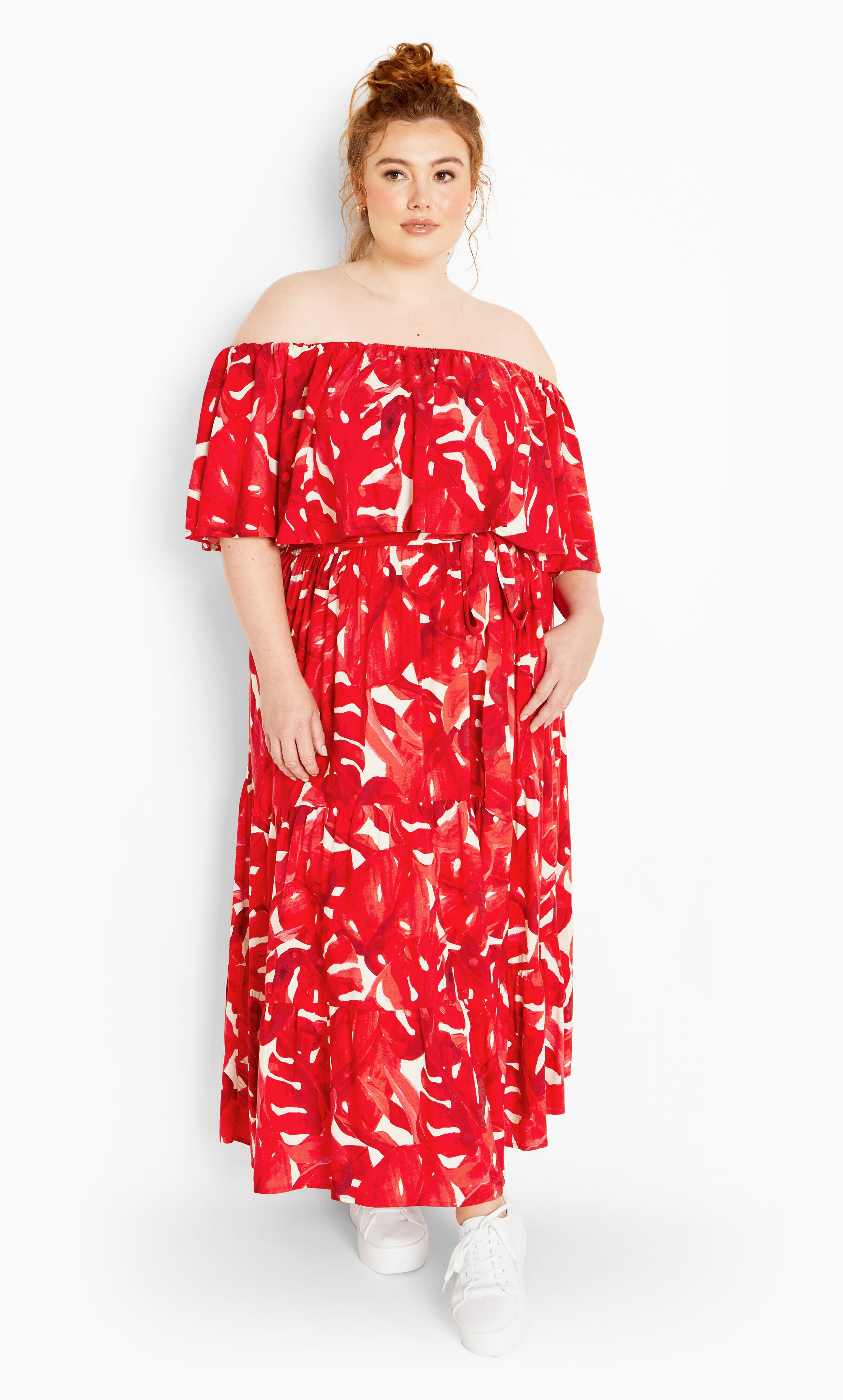 Boardwalk Print Maxi Dress - crimson, RED, alternate image number 1