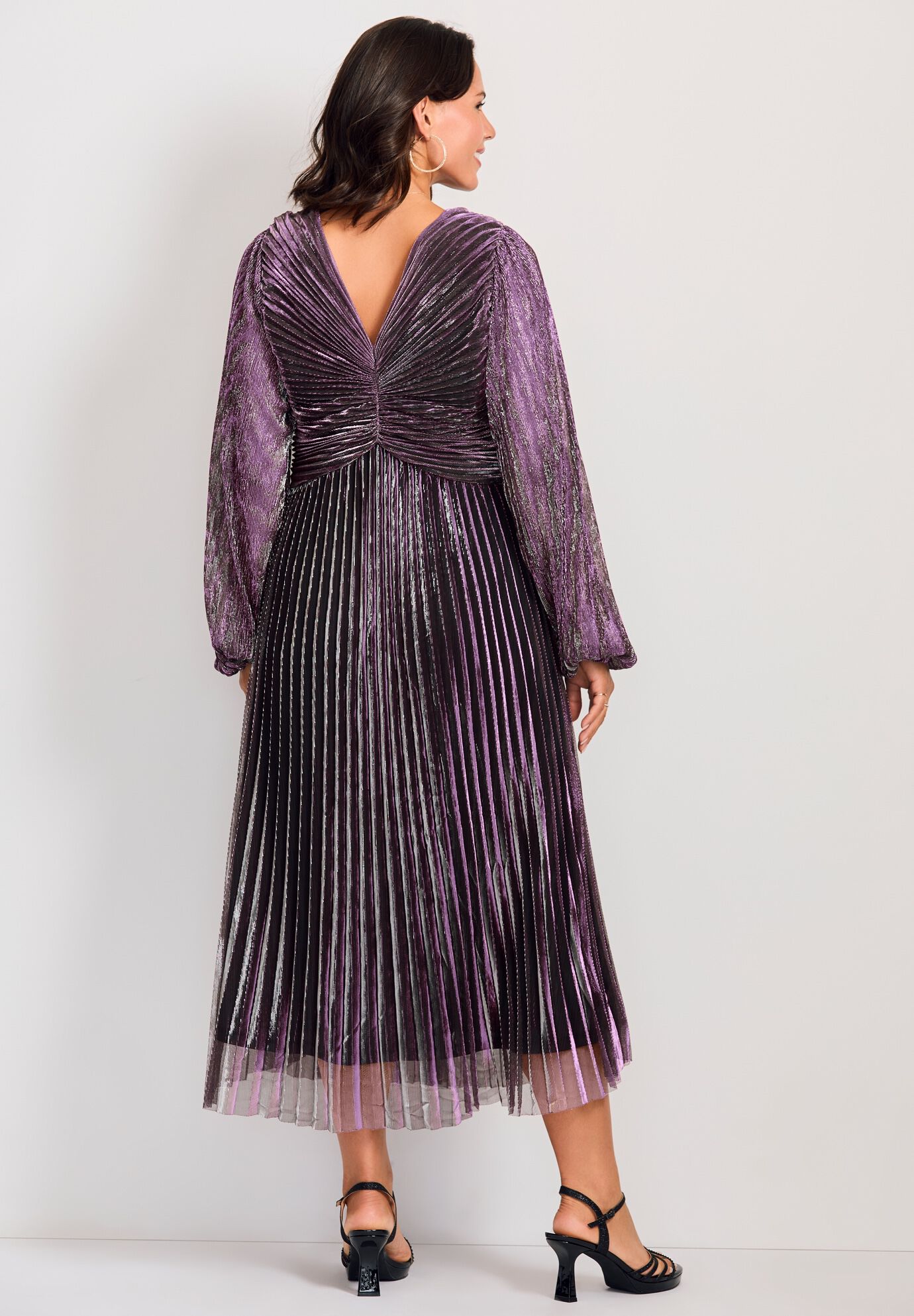 Pleated Plisse Dress, AMETHYST, alternate image number 3