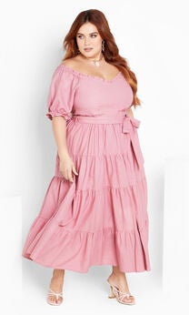 Puff Sleeve Maxi Dress - blush