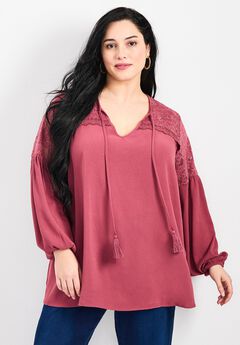 Marcie Lace Yoke Long Sleeve Top