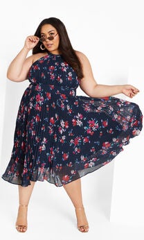 Miriam Print Dress - navy