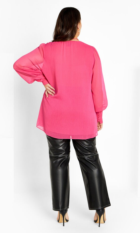 Fleur 2 Piece Decorative Flower Neck Tie Top - vibrant pink, PINK, alternate image number null