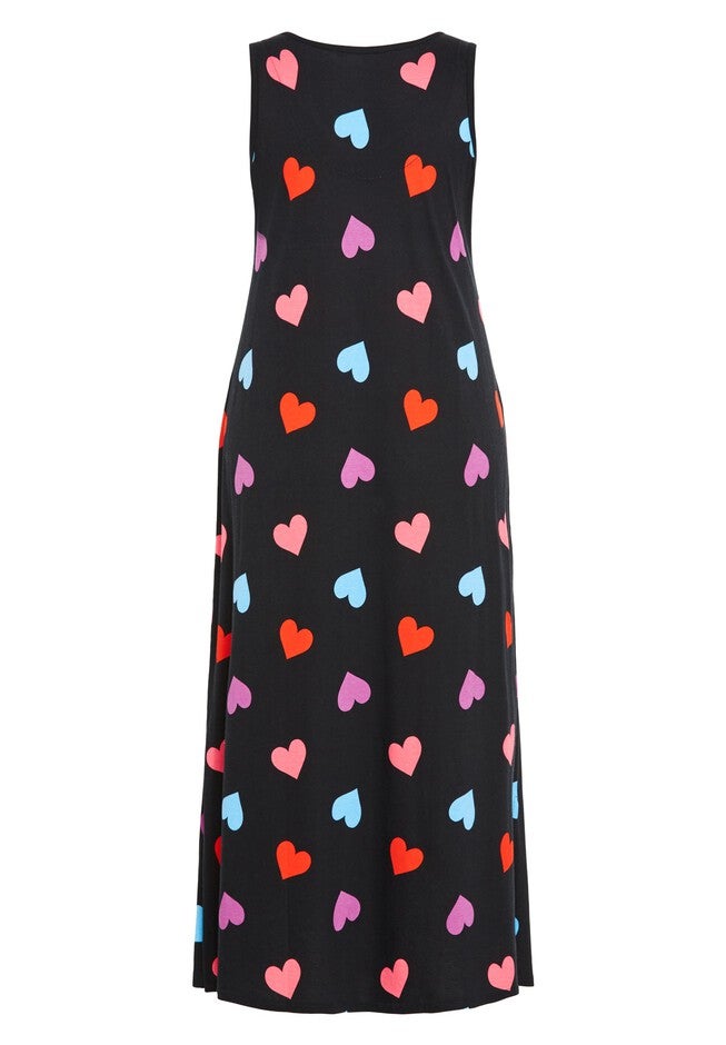 Sleep Heart Maxi Dress, BLACK, alternate image number 2