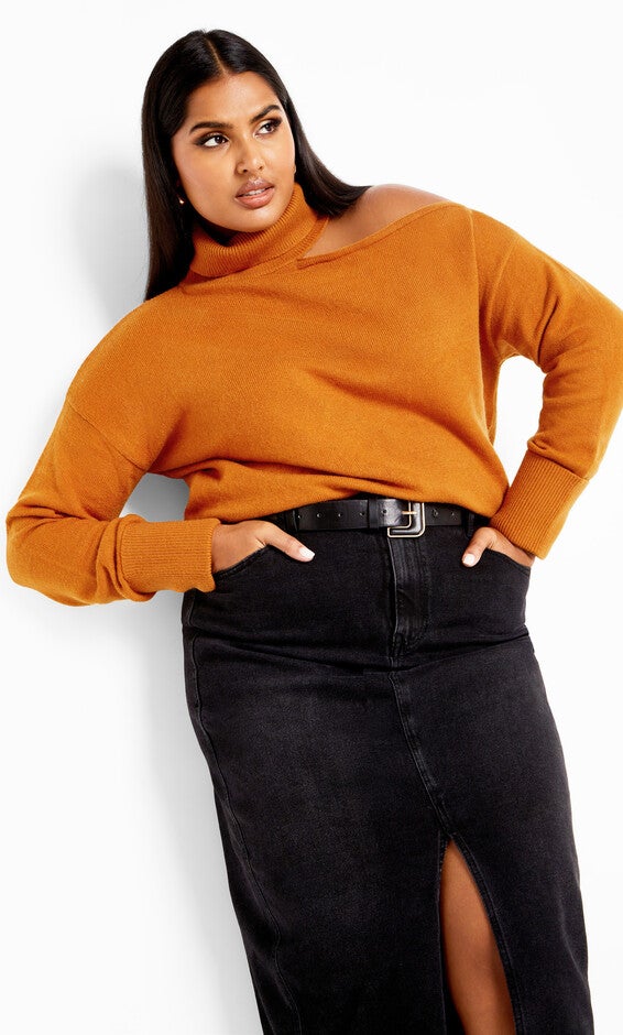 Cold Shoulder Jumper - honey ginger, BROWN, alternate image number null