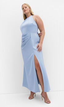 Celina Halter Maxi Dress - dusty blue